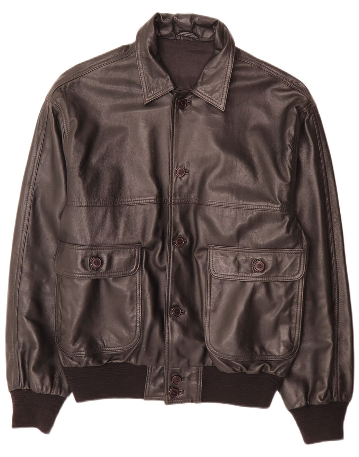 Chaqueta de cuero vintage para hombre IT 50 grande negro