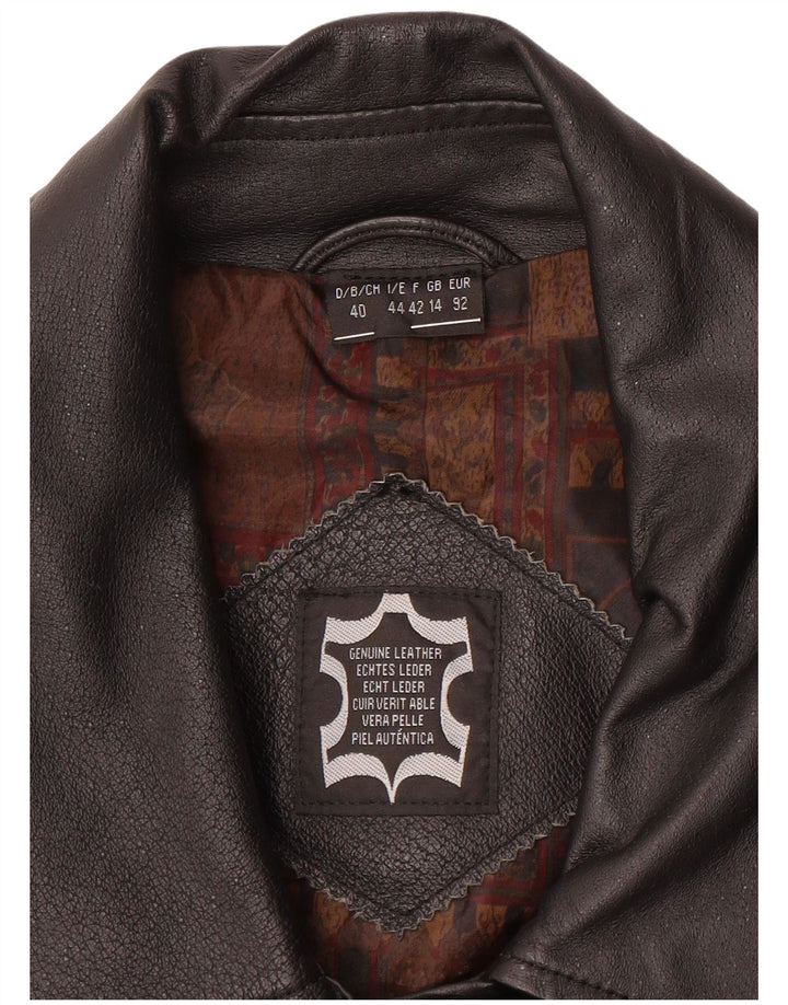 Vintage mujer chaqueta de cuero Reino Unido 14 cuero negro grande