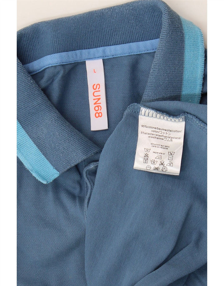 Polo Sun68 para hombre de algodón azul grande