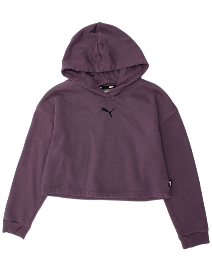 PUMA Sudadera corta con capucha para niña 11-12 años Algodón morado
