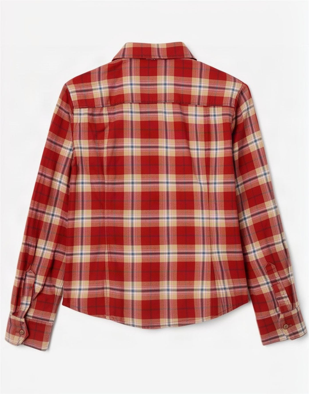 Camisa De Franela Militar Benetton Mujer ES 40 Mediano Cuadros Rojos