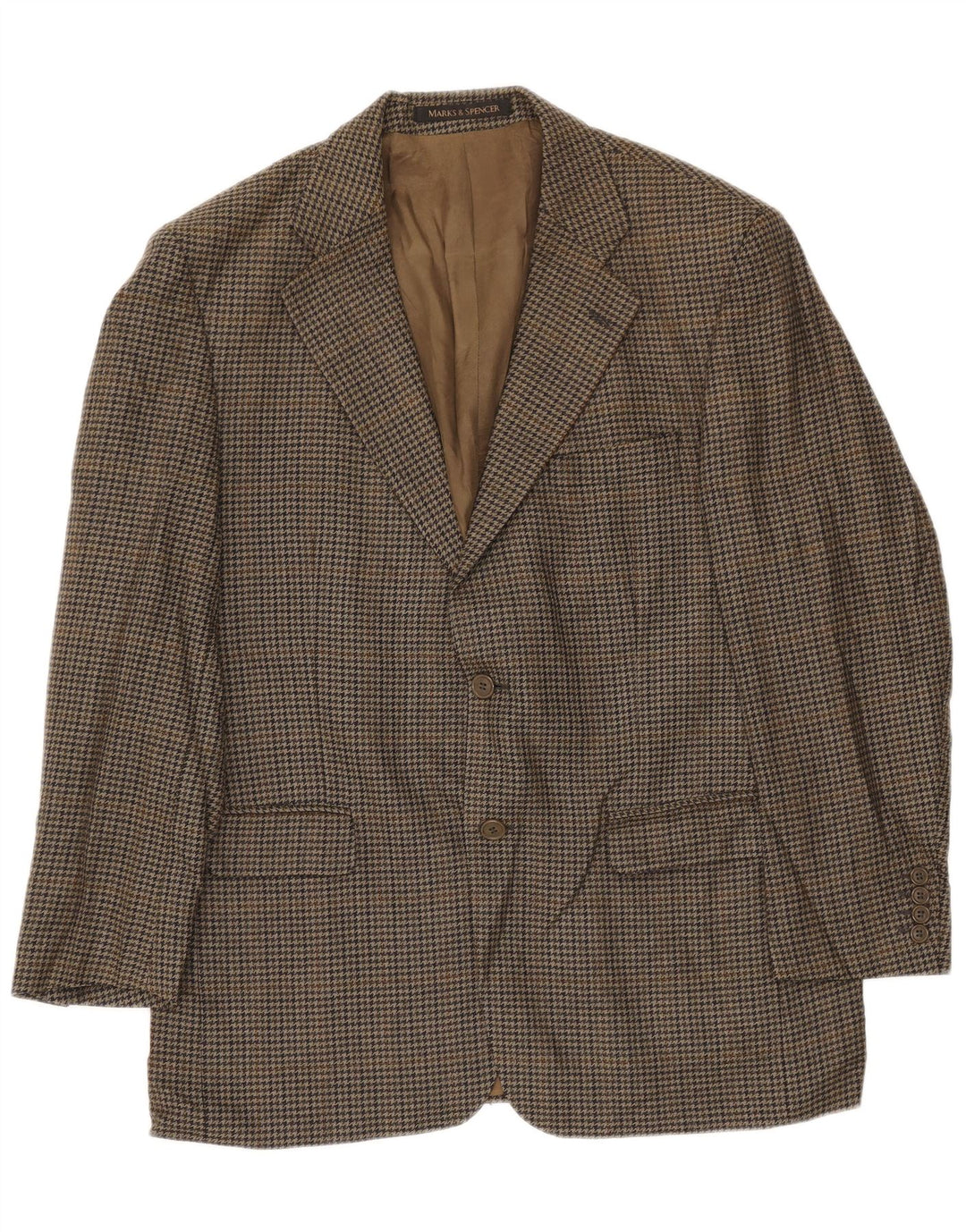 Marks & Spencer Chaqueta tipo blazer de 2 botones para hombre UK 42 Large Khaki Houndstooth