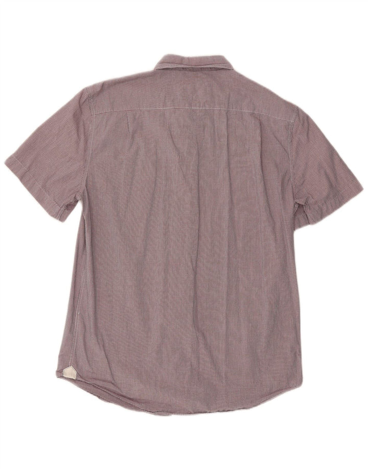 Camisa Lacoste Hombre Manga Corta Regular Fit Talla 40 Medium Borgoña Cuadros