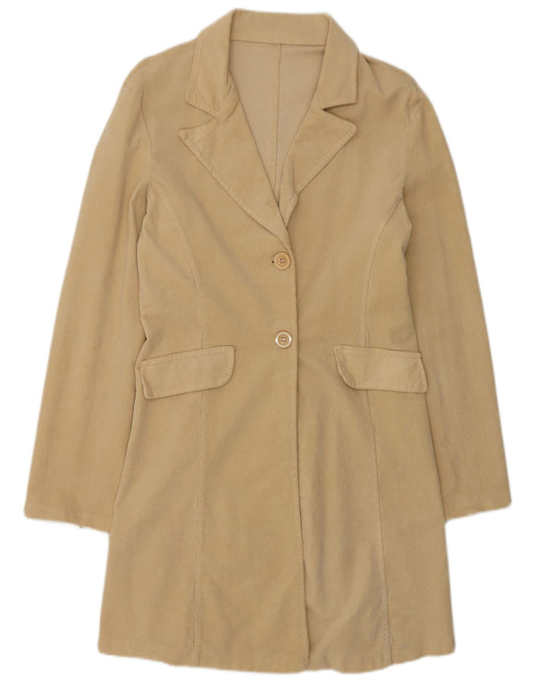 Vintage mujer pana abrigo Reino Unido 12 Medio Beige