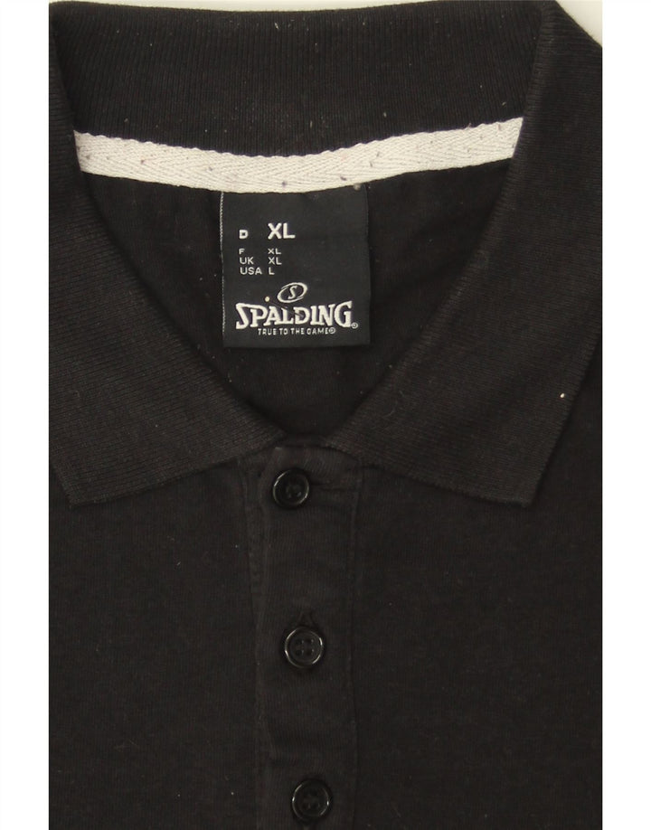SPALDING Mens Graphic Polo Shirt XL Black Cotton Vintage Spalding and Second-Hand Spalding from Messina Hembry 