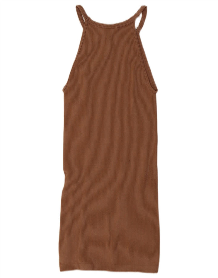 Zara Mujer Mini Vestido Halter UK 4 XS Marrón