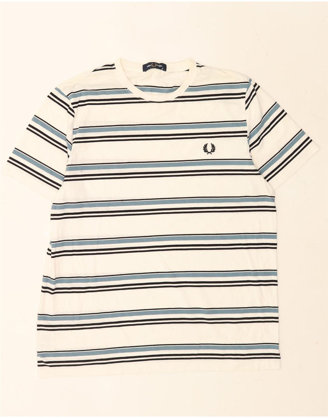 Fred Perry Camiseta De Hombre Top Grande De Algodón A Rayas Blancas