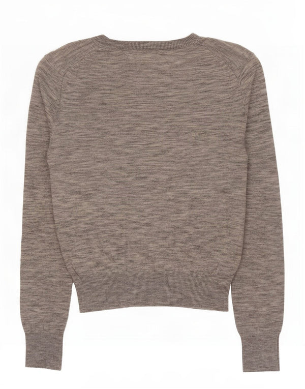 Zara Mujer Crop Crew Neck Jumper Sweater UK 10 Small Gris Moteado