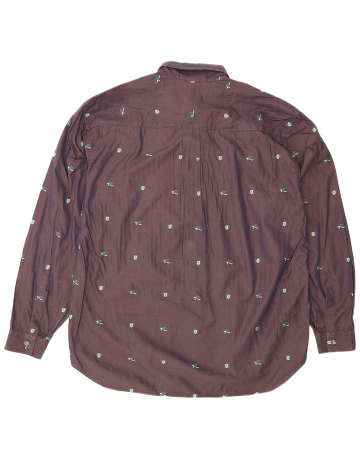 VINTAGE Mens Shirt Medium Navy Blue Cotton