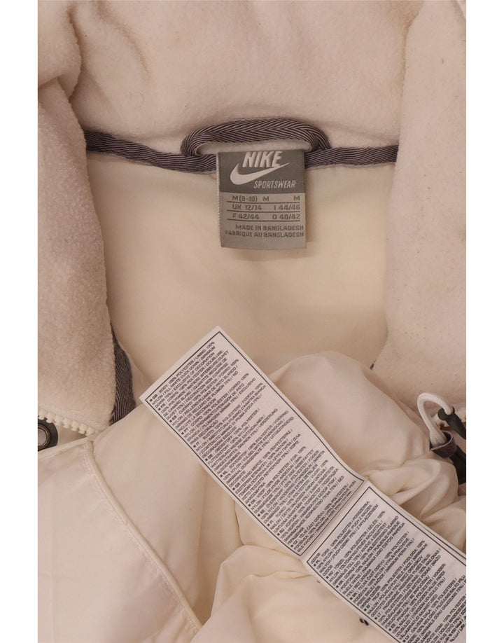 Chaleco acolchado con capucha Nike para mujer Reino Unido 12/14 Mediano Blanco Poliéster