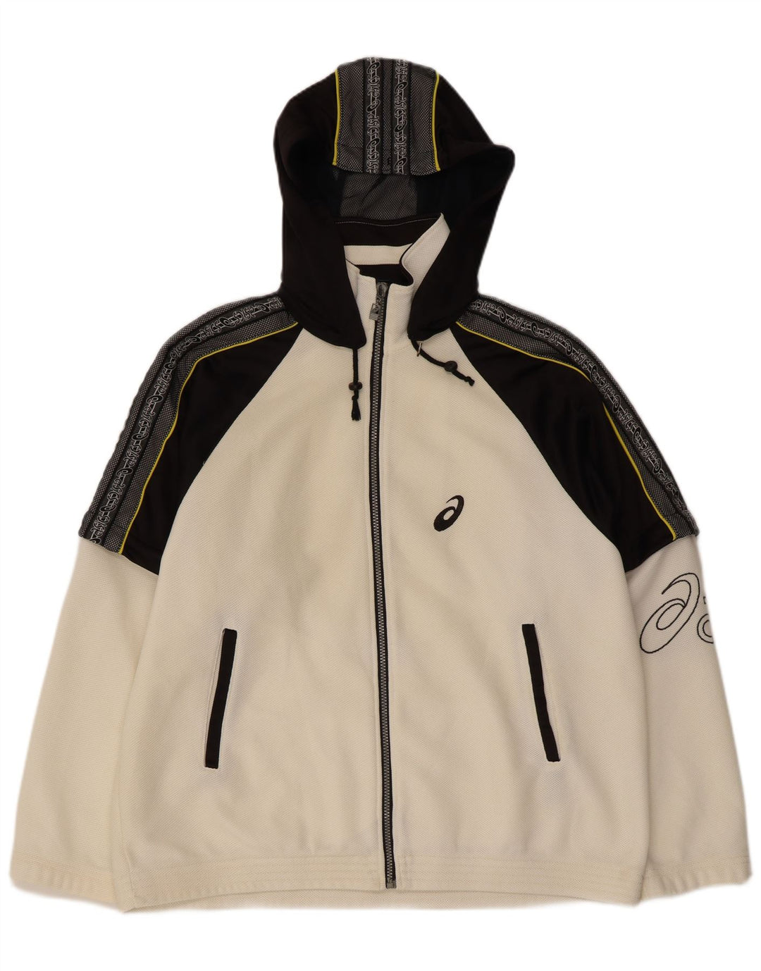 ASICS - Chaqueta de chándal con capucha y gráfico para hombre, color blanco medio