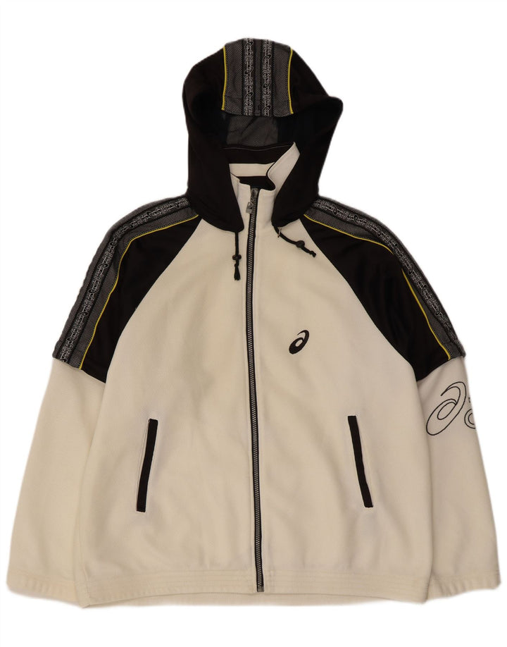 ASICS - Chaqueta de chándal con capucha y gráfico para hombre, color blanco medio