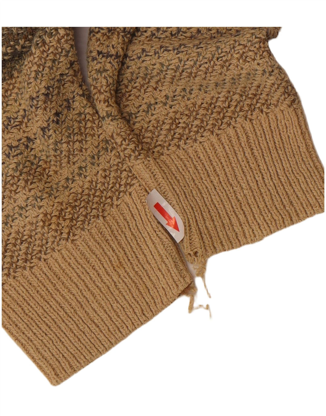 Vintage hombres V-cuello jumper suéter medio beige rayas