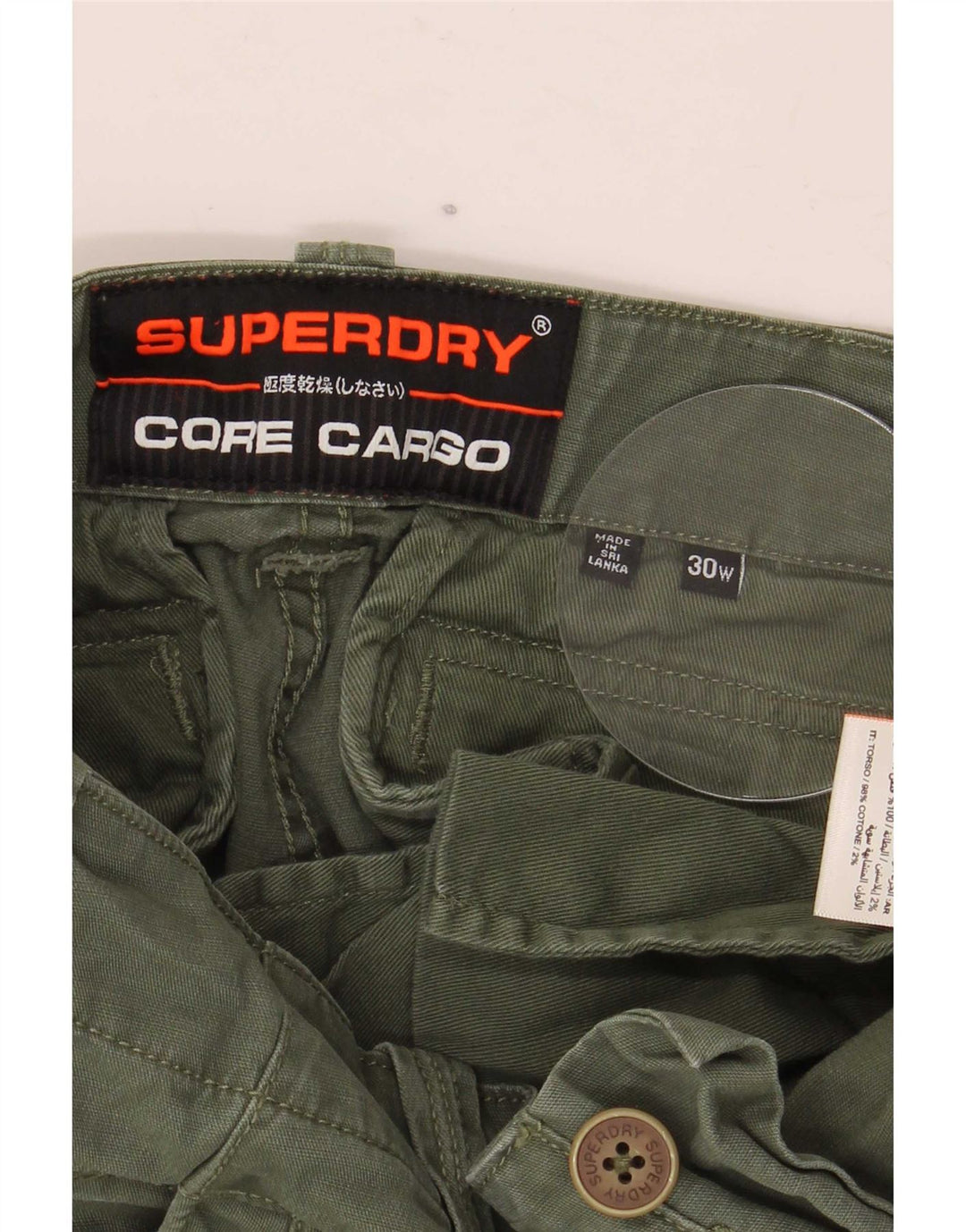 Superdry Shorts Cargo Hombre W30 Algodón Verde Medio