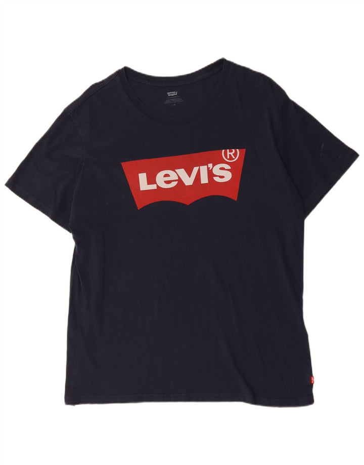 LEVI'S Camiseta gráfica para hombre Top grande de algodón azul marino
