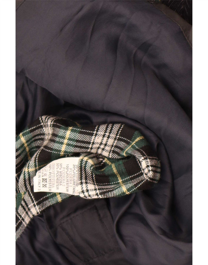 Vintage hombres encerado chaqueta de algodón Reino Unido 38 medio negro