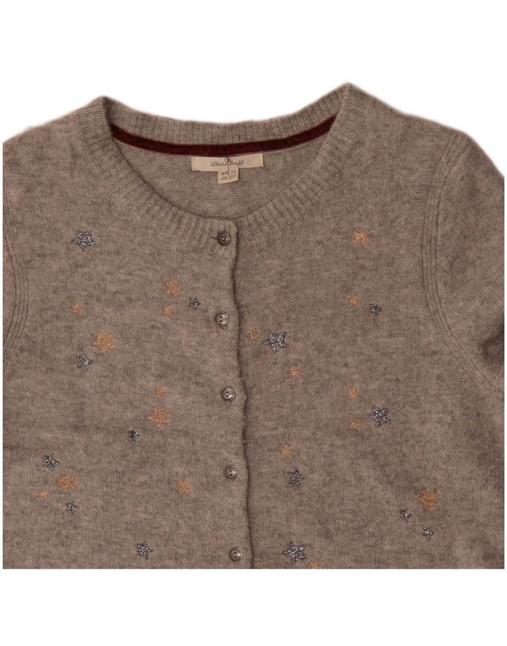 WHITE STUFF Suéter tipo cárdigan con patrón abstracto para mujer UK 10 Small Grey