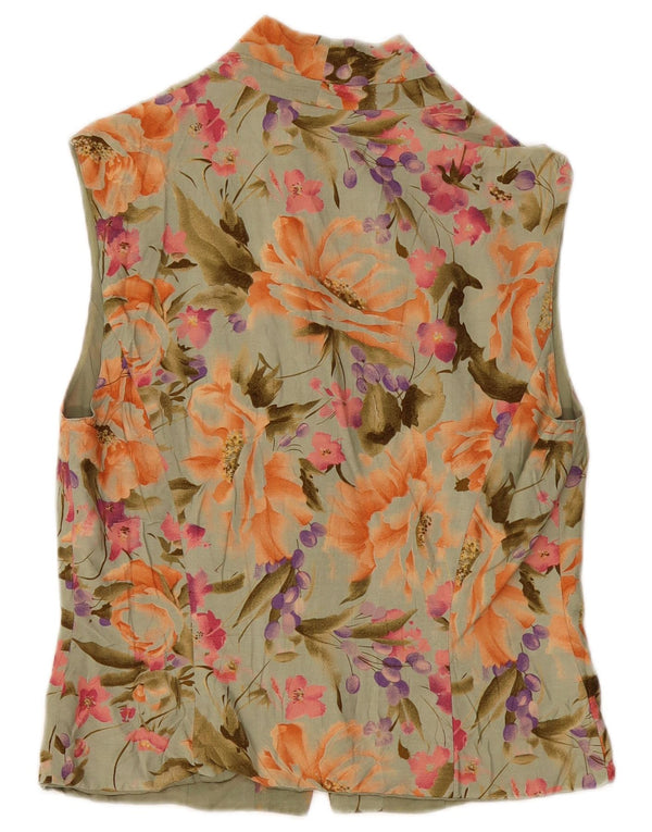 Max Mara Blusa sin mangas para mujer UK 12 Medium Khaki Floral Viscosa