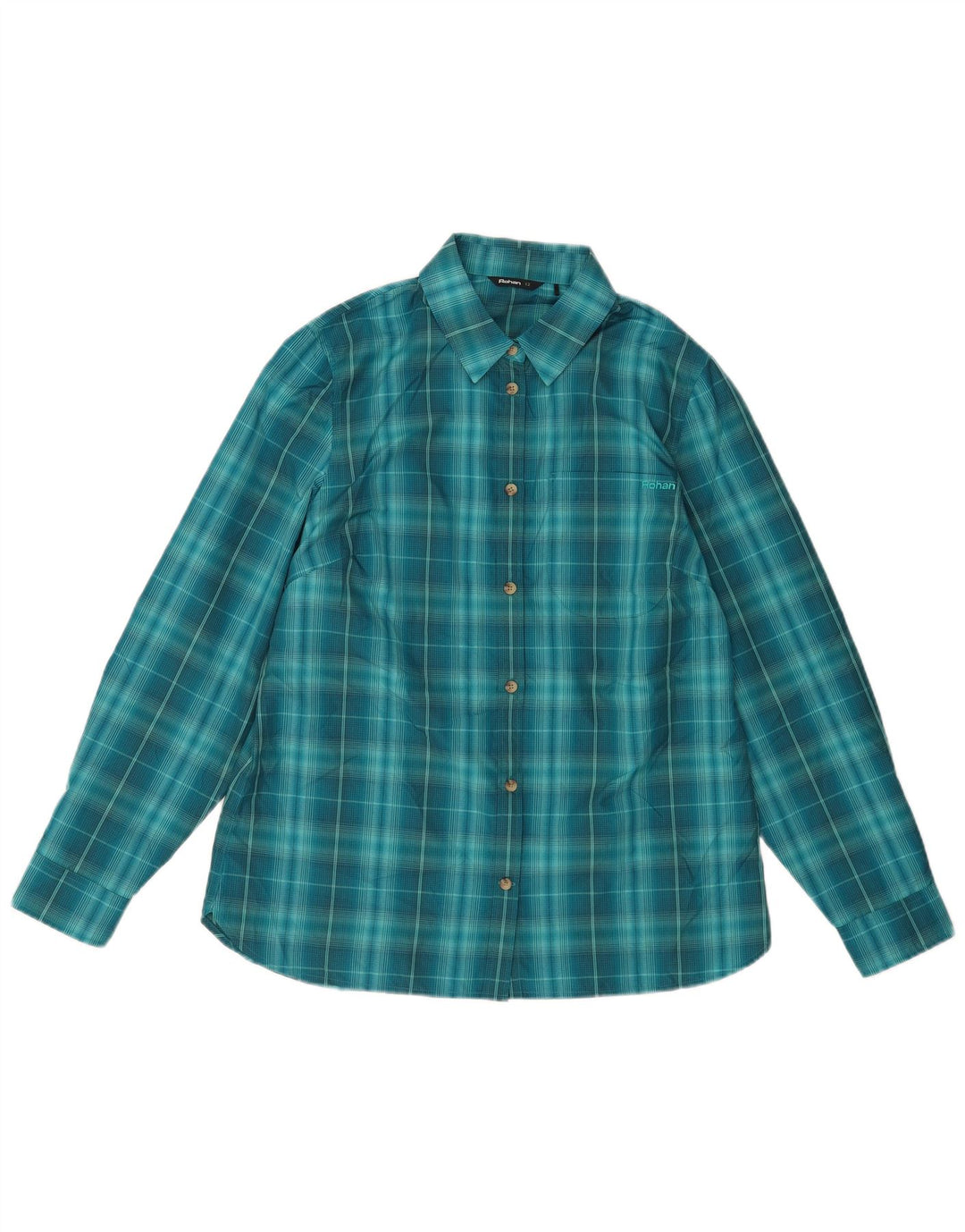 Camisa Rohan para mujer UK 40 Poliéster a cuadros azul medio