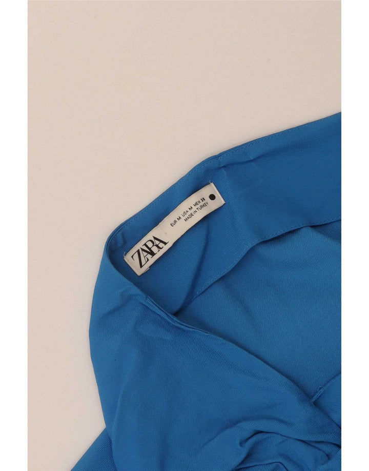 Zara Mujer Falda Recta Midi Mediana W30 Azul