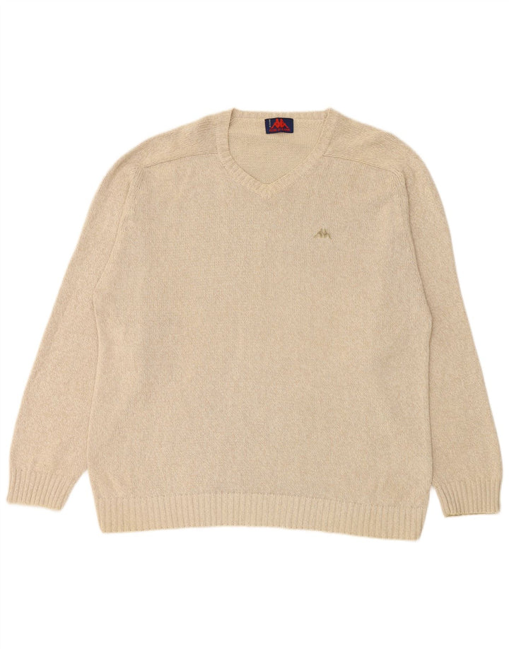 KAPPA Jersey con cuello en V para hombre, talla 2XL, algodón beige