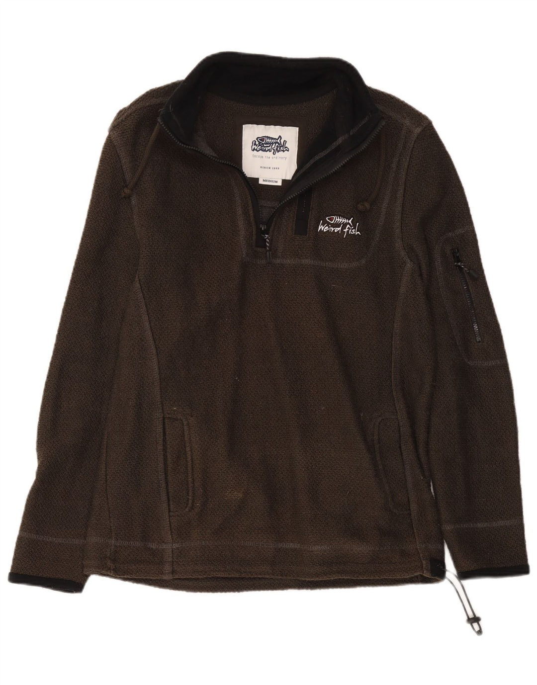 Weird Fish Sudadera con Cuello y Cremallera para Hombre Jersey Medium Khaki Cotton