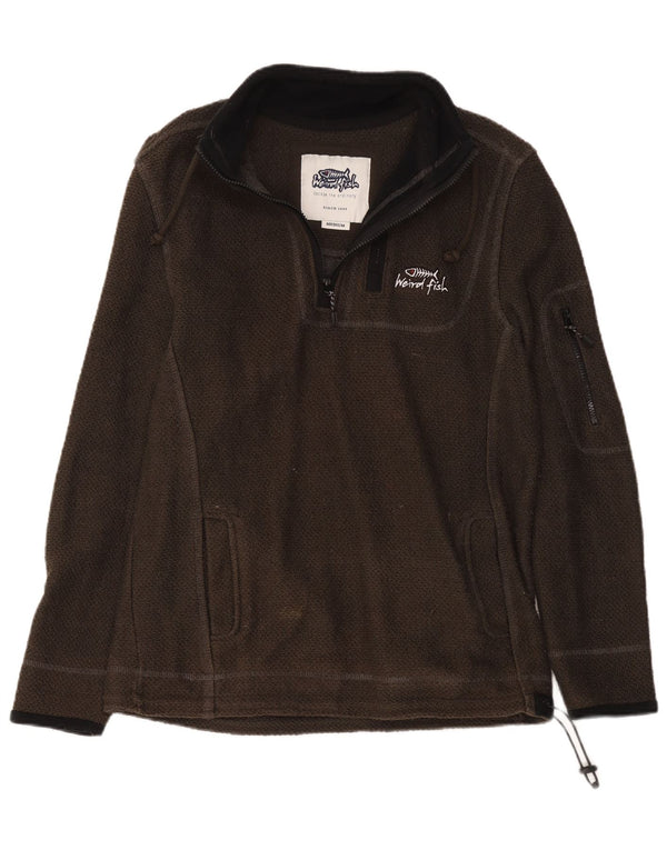Weird Fish Sudadera con Cuello y Cremallera para Hombre Jersey Medium Khaki Cotton
