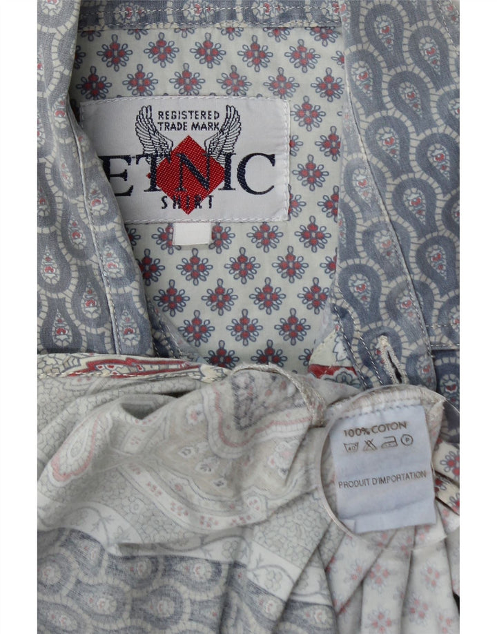 Camisa VINTAGE para hombre de algodón floral azul medio