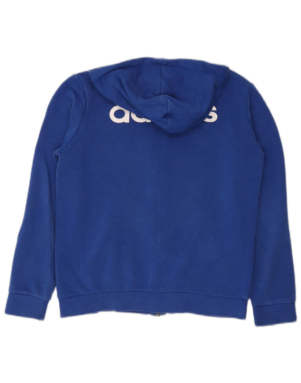 Adidas - Sudadera con capucha y cremallera para niños, 11-12 años, algodón azul