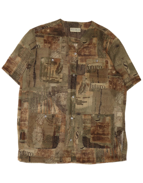 PENNY BLACK Blusa camisera con estampado abstracto para mujer UK 46 Large Khaki