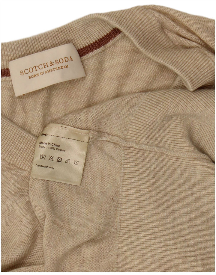 SCOTCH & SODA Jersey con cuello en V para mujer UK 44 Viscosa beige medio