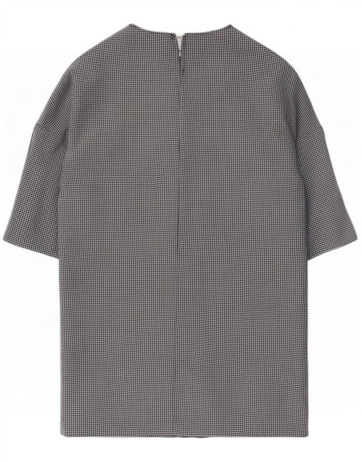 Zara Vestido recto de manga 3/4 para mujer UK 46 Grande Poliéster de pata de gallo negro