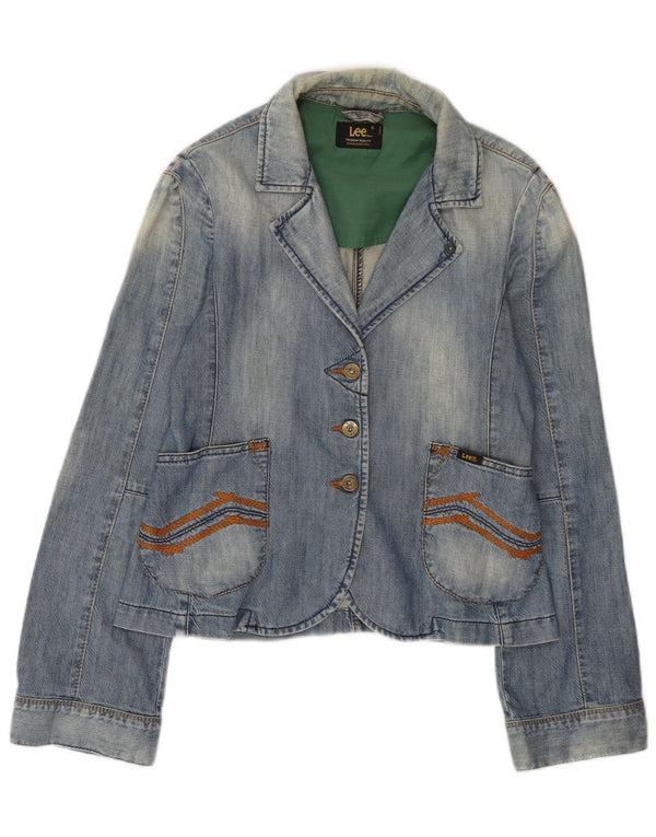 Lee Chaqueta Blazer Vaquera De 3 Botones para Mujer UK 10 Small Blue Cotton