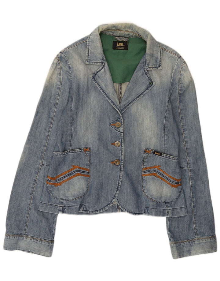 Lee Chaqueta Blazer Vaquera De 3 Botones para Mujer UK 10 Small Blue Cotton