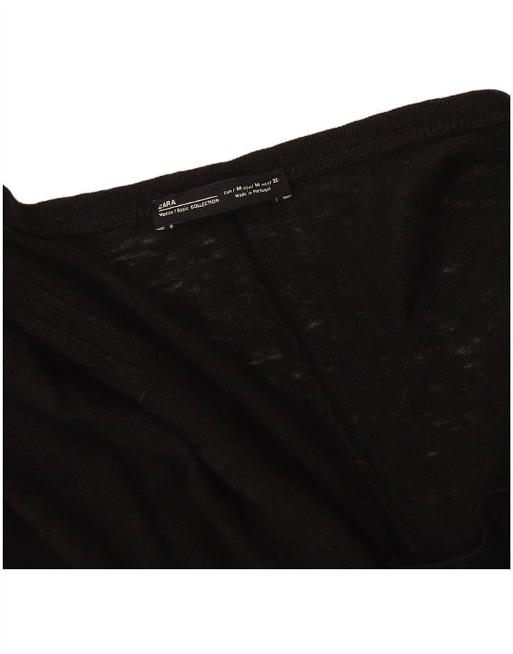Zara Mujer Blusa Top UK 44 Mediano Negro