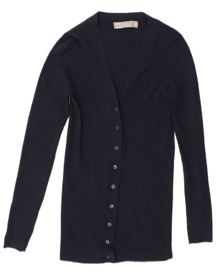 Zara Mujer Cárdigan Suéter UK 44 Medio Azul Marino