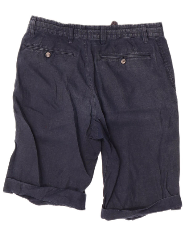 Marks & Spencer Pantalones cortos chinos para hombre W30 Medium Navy Blue Linen