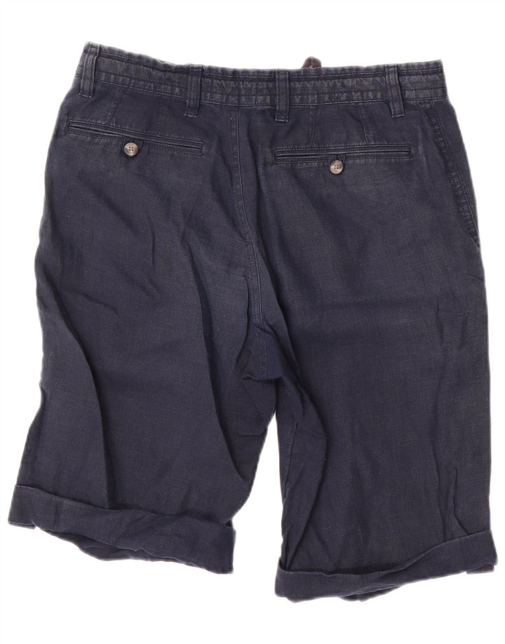 Marks & Spencer Pantalones cortos chinos para hombre W30 Medium Navy Blue Linen