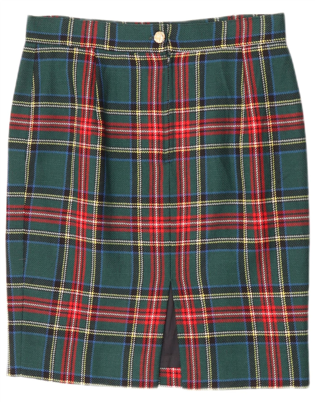 Falda lápiz vintage para mujer W30 cuadros verdes medianos