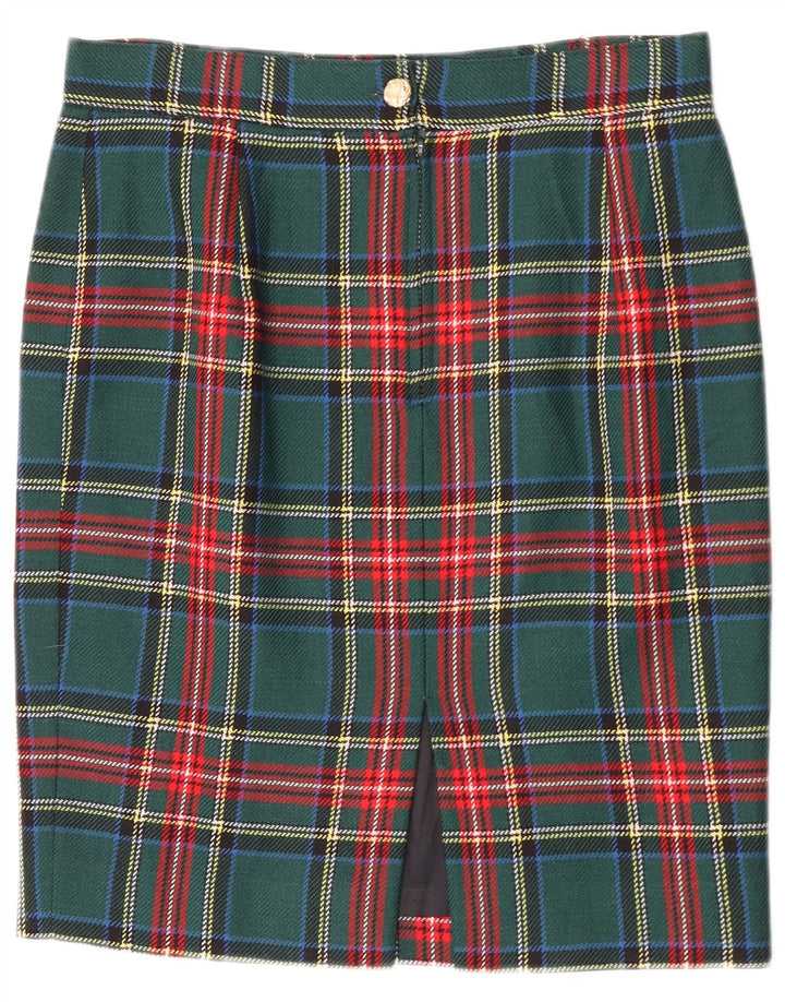 Falda lápiz vintage para mujer W30 cuadros verdes medianos