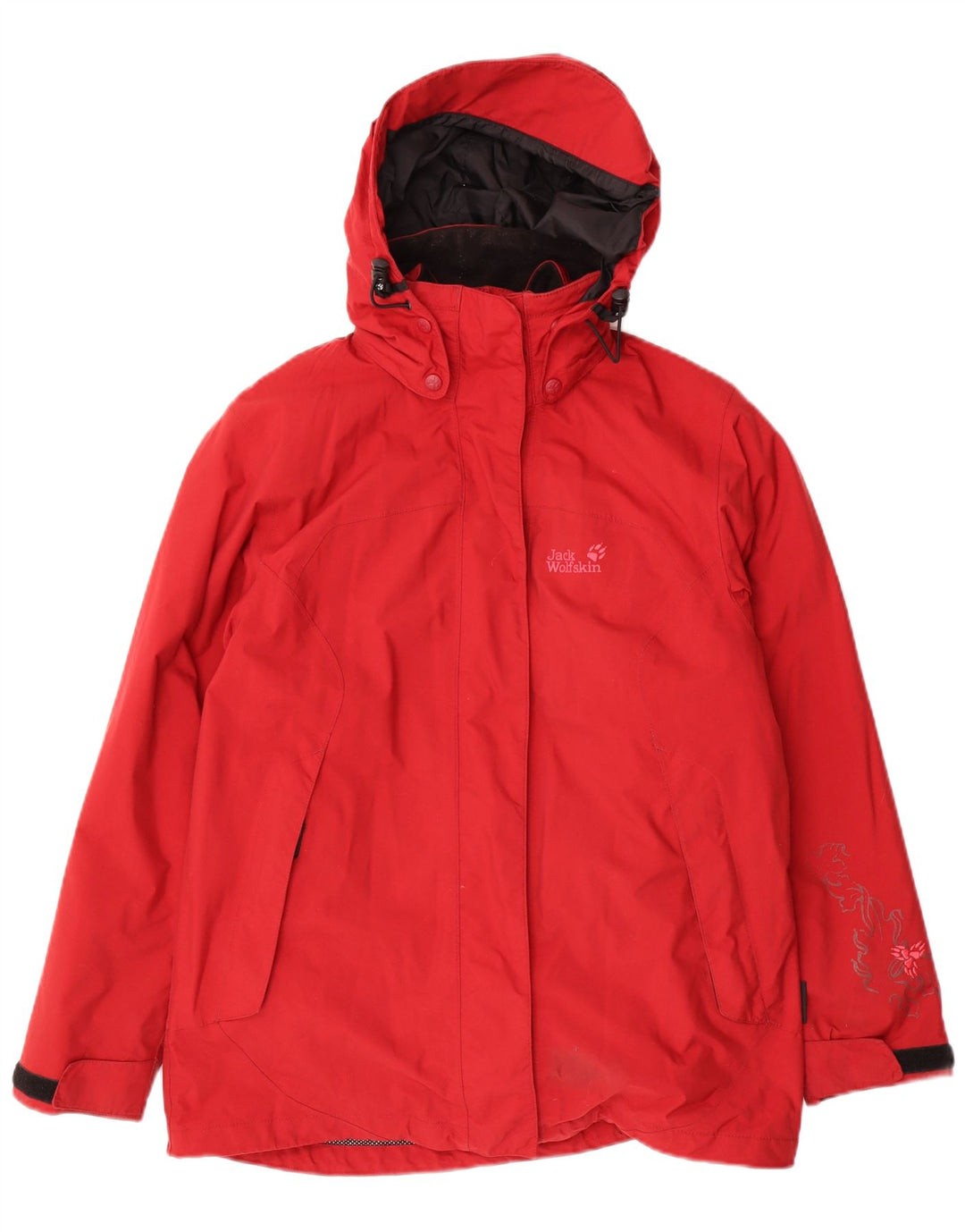 Jack Wolfskin Chaqueta cortavientos con capucha para mujer Reino Unido 12 Mediano Rojo Poliamida