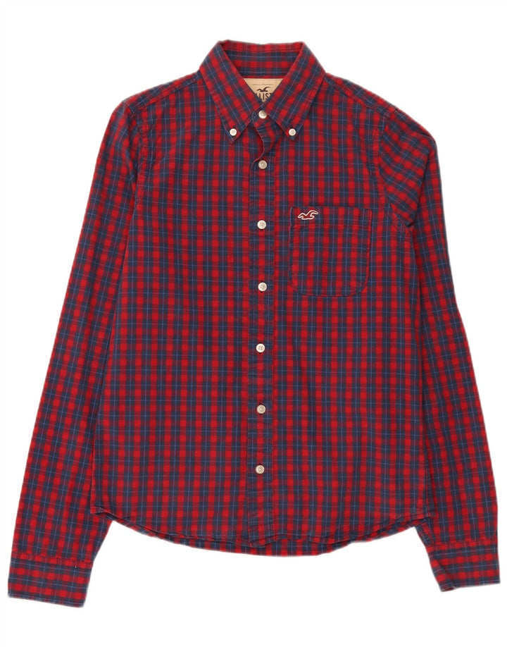 Camisa Hollister Hombre Algodón A Cuadros Rojo Mediano