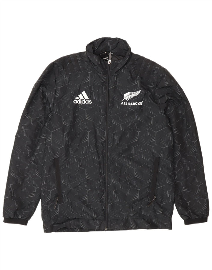 Adidas Mens All Blacks Graphic Chándal Top Chaqueta Pequeño Negro Geométrico