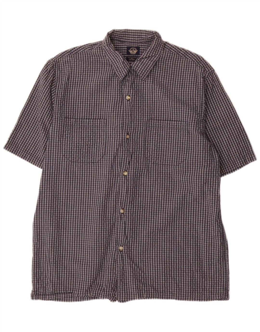 DOCKERS Camisa Manga Corta Hombre Azul Marino Mediano Cuadros Algodón