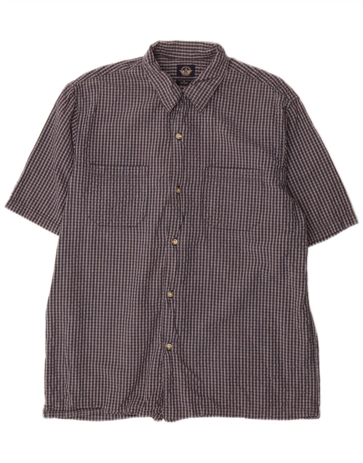 DOCKERS Camisa Manga Corta Hombre Azul Marino Mediano Cuadros Algodón
