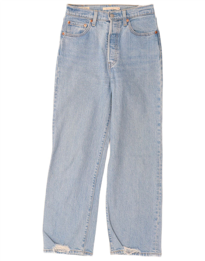 Vaqueros rectos desgastados Ribcage para mujer Levi's W26 L27 Algodón azul