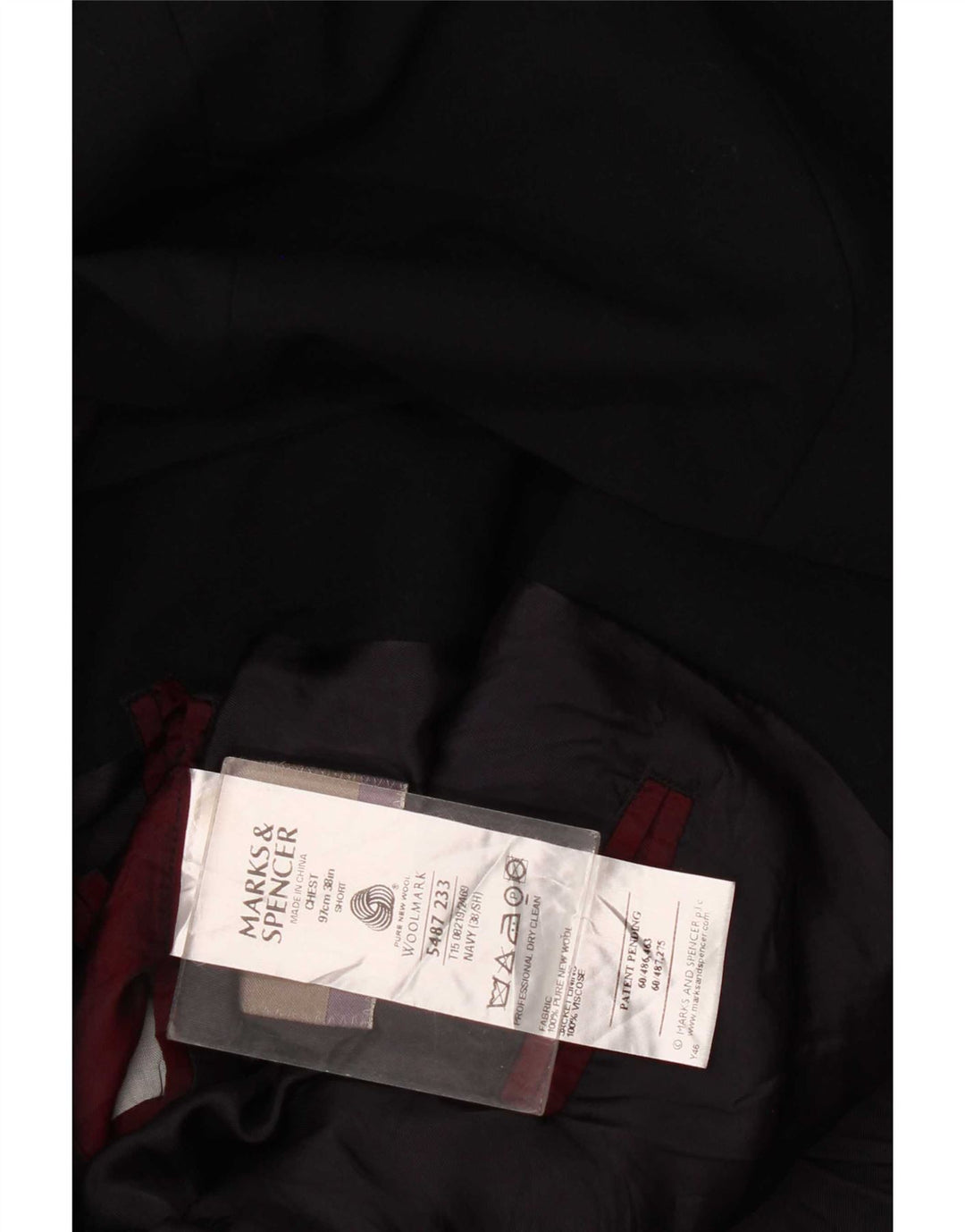 Marks & Spencer Chaqueta tipo blazer de 3 botones para hombre UK 38 Medium Azul marino Lana virgen
