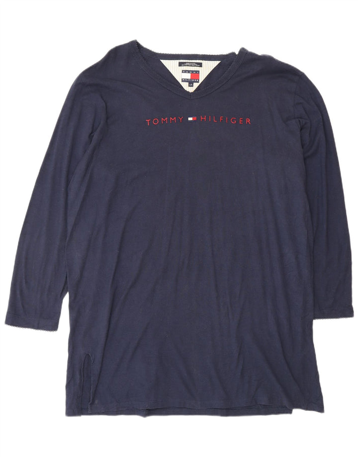 Tommy Hilfiger Top tipo túnica de manga larga con gráfico para mujer UK 40 Grande Azul marino