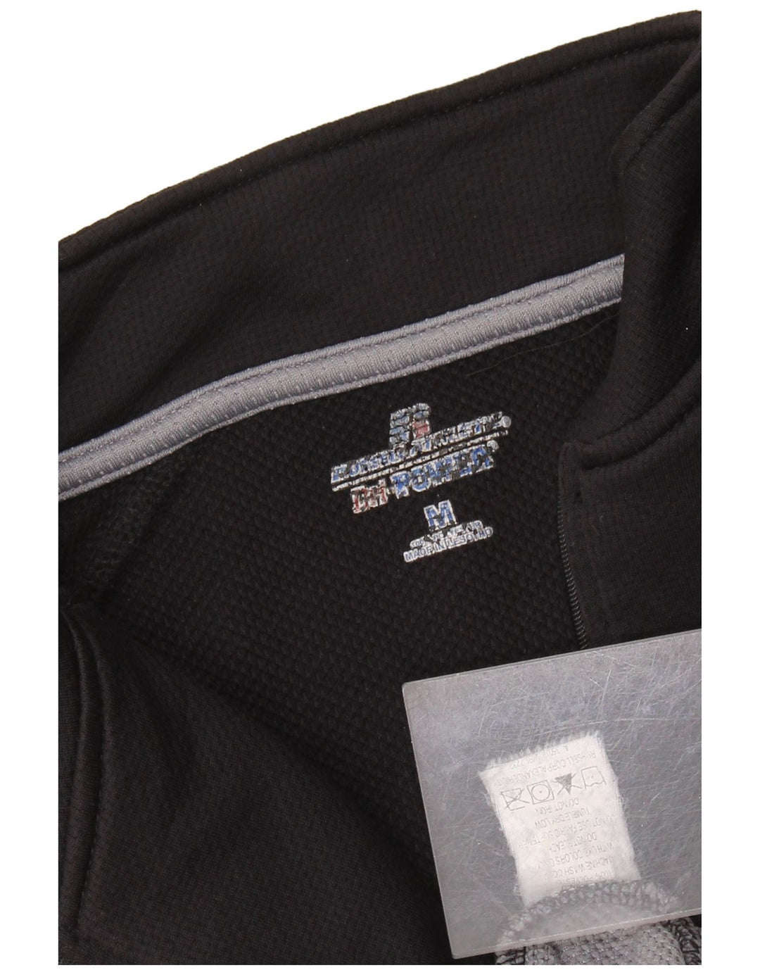 Russell Athletic - Camiseta con cuello y cremallera para hombre, manga larga, poliéster negro mediano