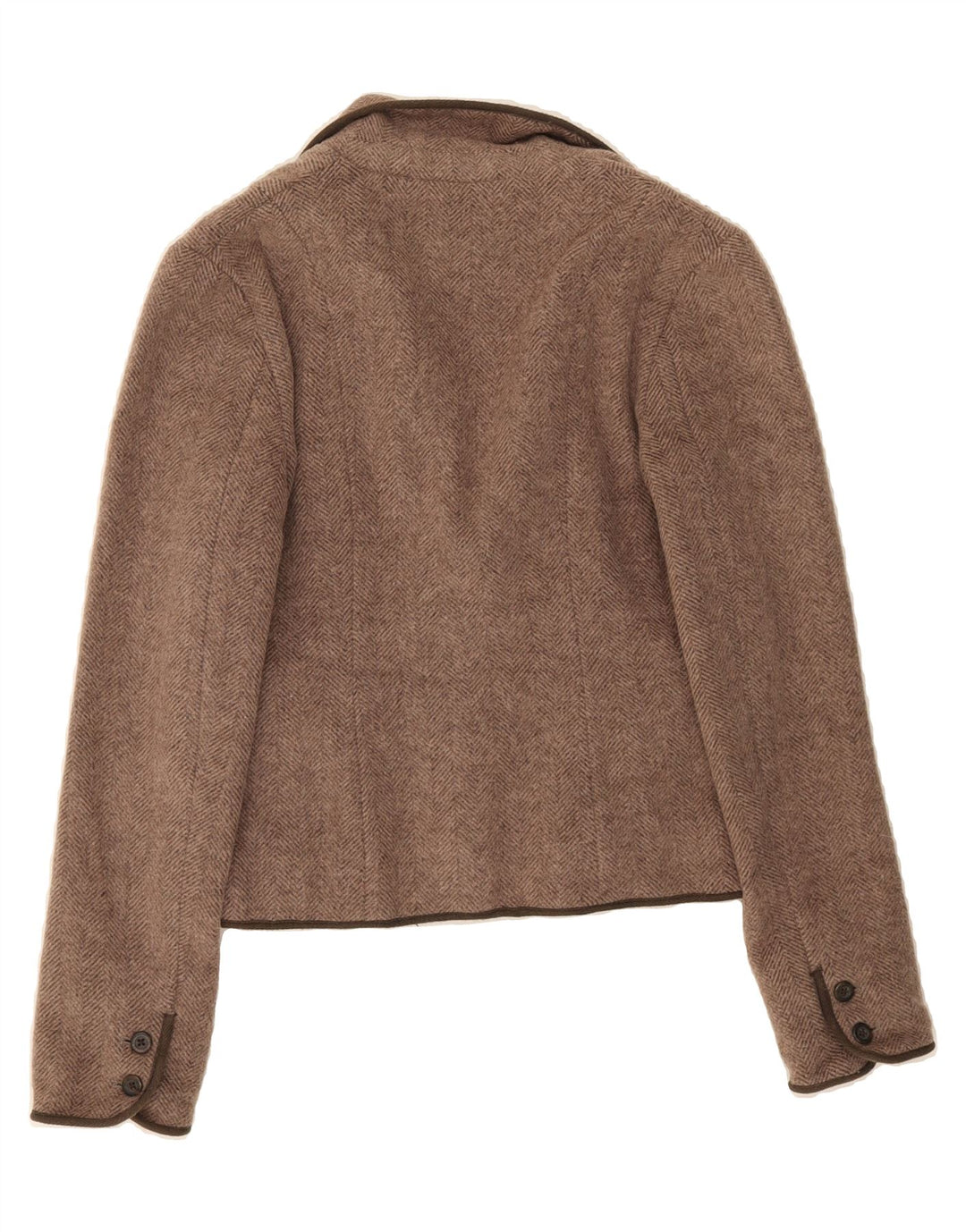 QUIKSILVER Womens 2 Button Blazer Jacket UK 6 XS Brown Herringbone Wool Vintage Quiksilver and Second-Hand Quiksilver from Messina Hembry 